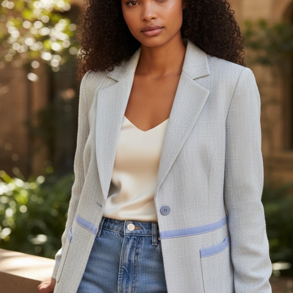 Light Lavender Textured Blazer Jacket - Women - size 8 Vintage 90's
